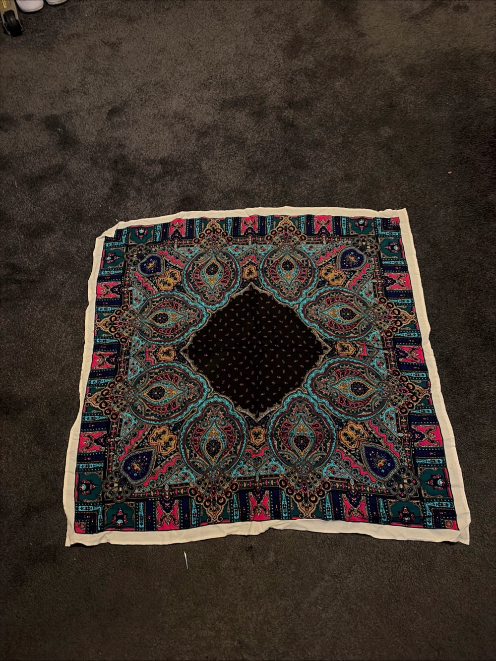 Vintage Large Scarf 30" Square, Multicolor Classic 90s Career
